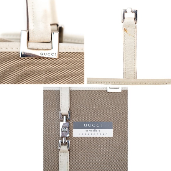 Vintage Gucci Tom Ford Era Beige Canvas &‎ Leather Bag - Picture 10 of 11